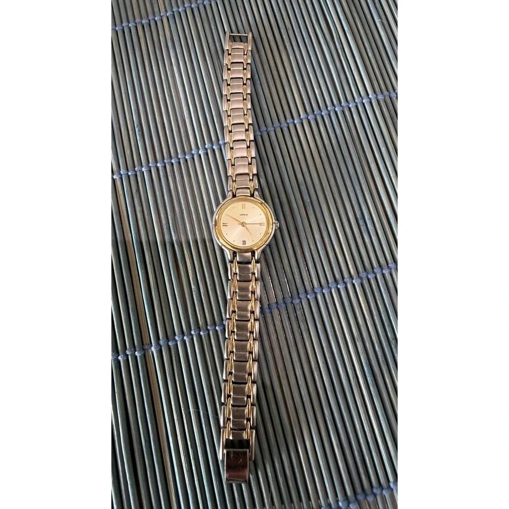 Lorus Women's Two Tone Quartz Watch Gold Dial Date Stainless Steel Bracelet